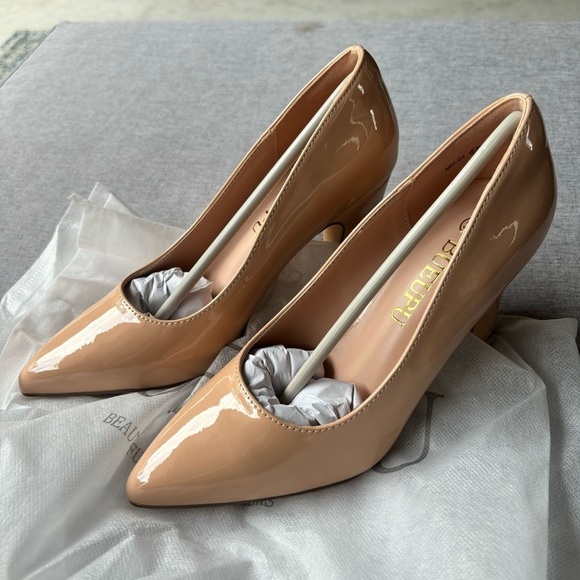 Chunky High Heels Closed Pointed Toe Pumps, Size 5.5 - Picture 5 of 9